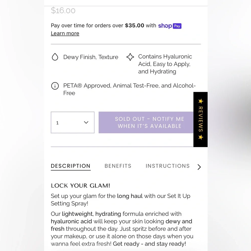 🌟3/$20 Eligible! NIB MoBeauty Set It Up Makeup Setting Spray 1 0z
